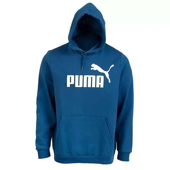 Puma Logo Fleece Hoodie Pullover Sweatshirt Blue Mens Activewear Sz XL / #9137 - Picture 1 of 5